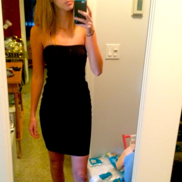UO little black strapless dress - Picture 1 of 5